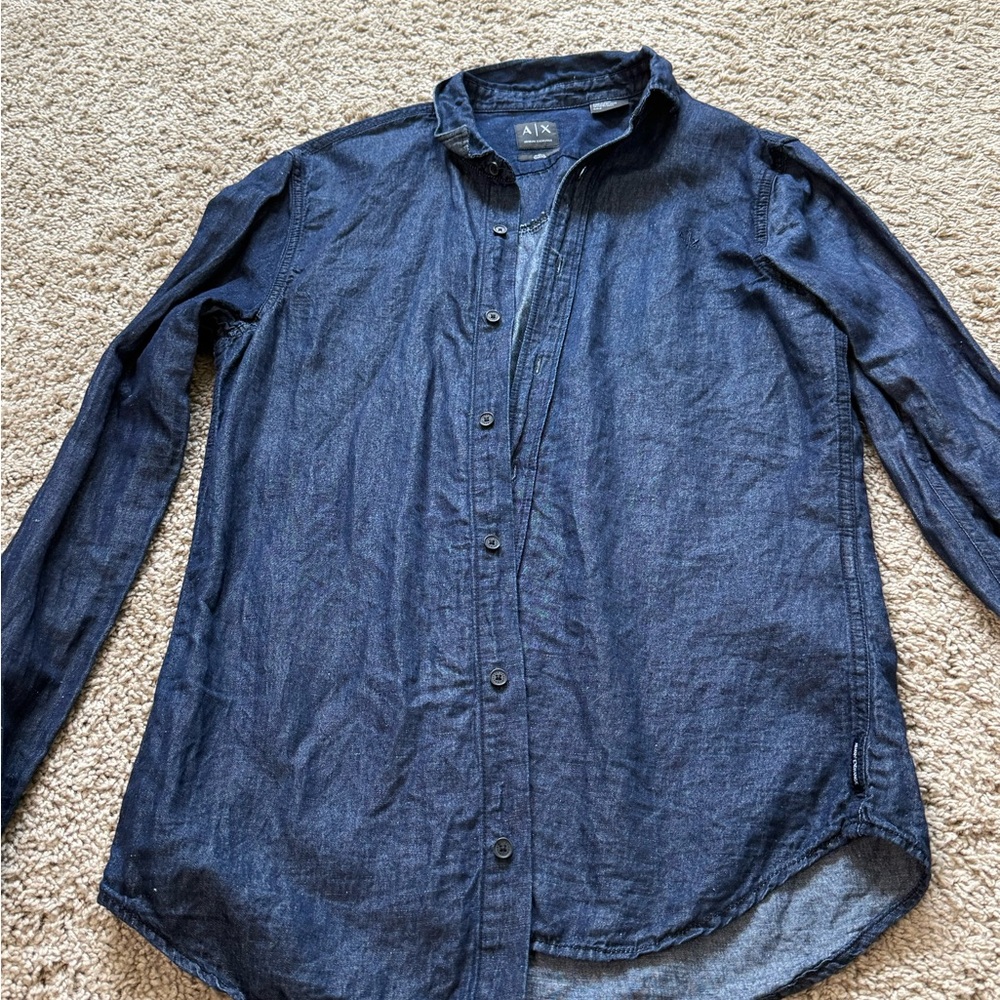 Armani Exchange Blue Denim Shirt